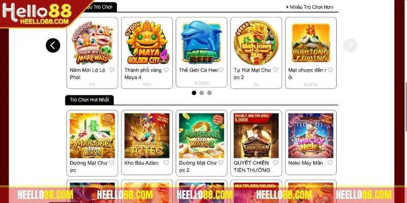 Điểm qua các game nên thử tại nổ hũ Hello88